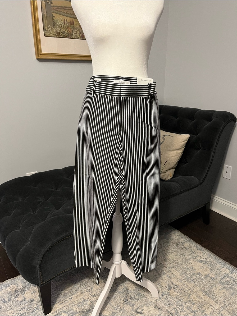 LOFT Black and White Striped Pants
